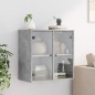 vidaXL Mueble de pared puertas de vidrio gris hormigón 68x37x68,5 cm