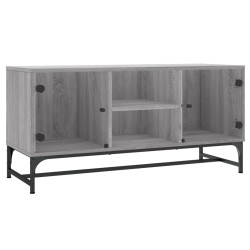 vidaXL Mueble de TV con puertas de vidrio gris Sonoma 102x37x50 cm