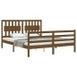 vidaXL Estructura de cama con cabecero madera marrón miel 160x200 cm vidaXL Estructura de cama con cabecero madera marrón miel 160x200 cm