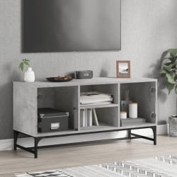 vidaXL Mueble de TV con puertas de vidrio gris hormigón 102x37x50 cm