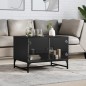 vidaXL Mesa de centro con puertas de vidrio negra 68,5x50x50 cm