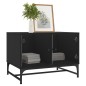 vidaXL Mesa de centro con puertas de vidrio negra 68,5x50x50 cm