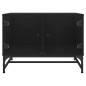 vidaXL Mesa de centro con puertas de vidrio negra 68,5x50x50 cm
