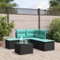 vidaXL Set de sofás de jardín 6 piezas y cojines ratán sintético negro vidaXL Set de sofás de jardín 6 piezas y cojines ratán sintético negro