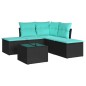 vidaXL Set de sofás de jardín 6 piezas y cojines ratán sintético negro vidaXL Set de sofás de jardín 6 piezas y cojines ratán sintético negro