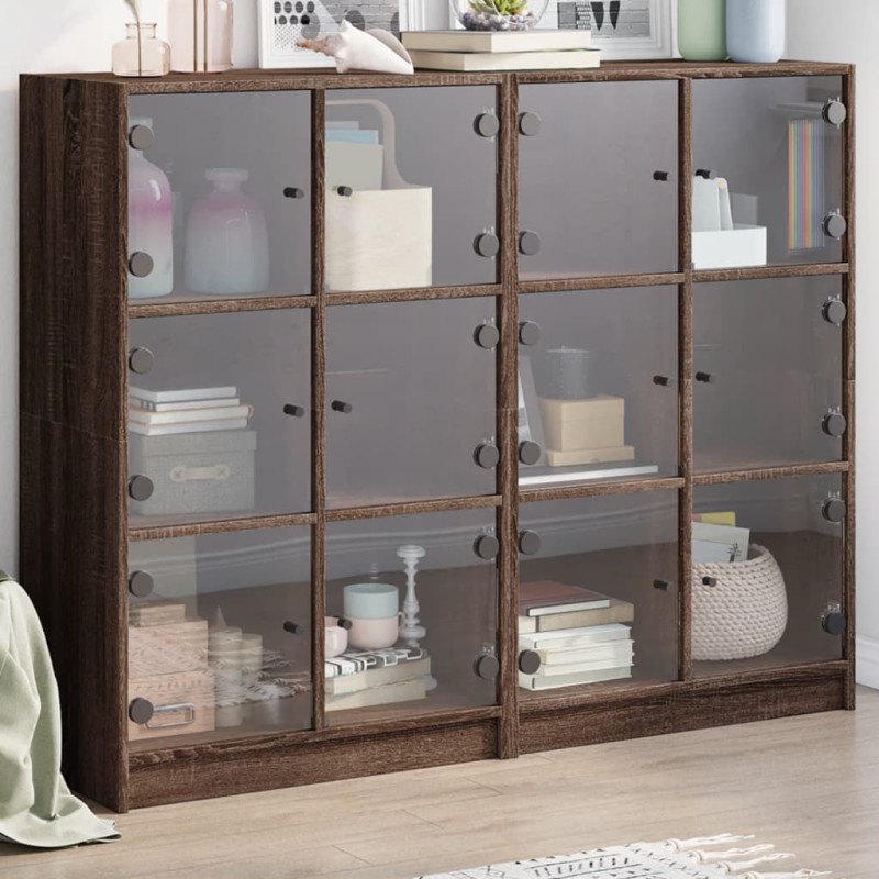 vidaXL Estantería con puertas madera marrón roble 136x37x109 cm vidaXL Estantería con puertas madera marrón roble 136x37x109 cm