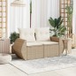 vidaXL Sofá de jardín con cojines de 2 plazas ratán sintético beige vidaXL Sofá de jardín con cojines de 2 plazas ratán sintético beige