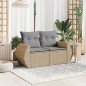 vidaXL Sofá de jardín con cojines de 2 plazas ratán sintético beige vidaXL Sofá de jardín con cojines de 2 plazas ratán sintético beige