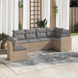 vidaXL Juego de sofás jardín con cojines 6 pzas ratán sintético beige