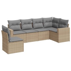 vidaXL Juego de sofás jardín con cojines 6 pzas ratán sintético beige