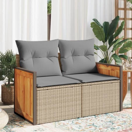 vidaXL Sofá de jardín con cojines de 2 plazas ratán sintético beige