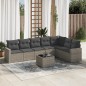 vidaXL Set de sofás de jardín 8 pzas y cojines ratán sintético gris vidaXL Set de sofás de jardín 8 pzas y cojines ratán sintético gris