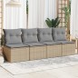 vidaXL Sofá de jardín de 4 plazas con cojines ratán sintético beige vidaXL Sofá de jardín de 4 plazas con cojines ratán sintético beige