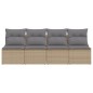 vidaXL Sofá de jardín de 4 plazas con cojines ratán sintético beige vidaXL Sofá de jardín de 4 plazas con cojines ratán sintético beige