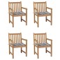 vidaXL Sillas de jardín 4 uds madera maciza teca cojines cuadros gris vidaXL Sillas de jardín 4 uds madera maciza teca cojines cuadros gris