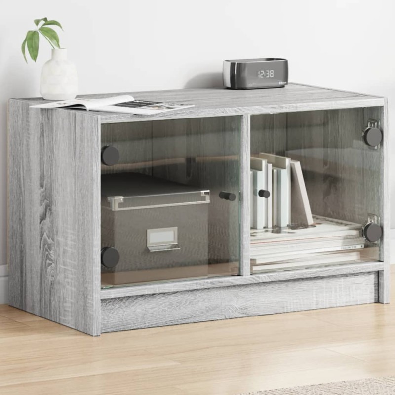 vidaXL Mueble de TV con puertas de vidrio gris Sonoma 68x37x42 cm vidaXL Mueble de TV con puertas de vidrio gris Sonoma 68x37x42 cm