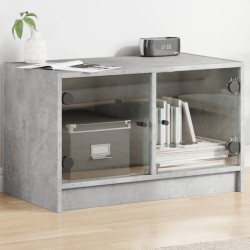 vidaXL Mueble de TV con puertas de vidrio gris hormigón 68x37x42 cm