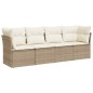 vidaXL Juego de sofás jardín con cojines 4 pzas ratán sintético beige vidaXL Juego de sofás jardín con cojines 4 pzas ratán sintético beige