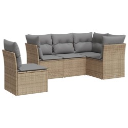 vidaXL Juego de sofás jardín con cojines 5 pzas ratán sintético beige