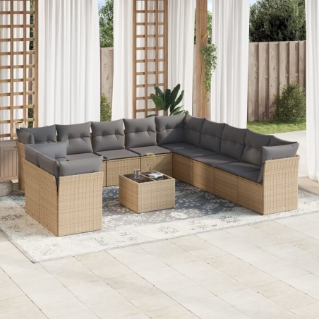 vidaXL Set de sofás de jardín 12 pzas y cojines ratán sintético marrón