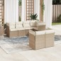 vidaXL Set sofás de jardín 7 piezas y cojines ratán sintético beige