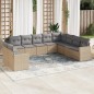 vidaXL Juego de sofás jardín con cojines beige 10 pzas ratán sintético vidaXL Juego de sofás jardín con cojines beige 10 pzas ratán sintético