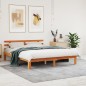 vidaXL Estructura cama con cabecero madera pino marrón cera 160x200 cm vidaXL Estructura cama con cabecero madera pino marrón cera 160x200 cm