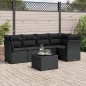 vidaXL Set de sofás de jardín 6 piezas y cojines ratán sintético negro vidaXL Set de sofás de jardín 6 piezas y cojines ratán sintético negro