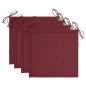 vidaXL Sillas de jardín 4 uds madera de teca con cojines rojo tinto vidaXL Sillas de jardín 4 uds madera de teca con cojines rojo tinto
