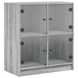 vidaXL Armario auxiliar puertas de vidrio gris Sonoma 68x37x75,5 cm