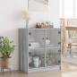 vidaXL Armario auxiliar puertas de vidrio gris Sonoma 68x37x75,5 cm