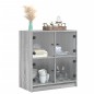 vidaXL Armario auxiliar puertas de vidrio gris Sonoma 68x37x75,5 cm