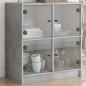 vidaXL Armario auxiliar puertas de vidrio gris hormigón 68x37x75,5 cm vidaXL Armario auxiliar puertas de vidrio gris hormigón 68x37x75,5 cm