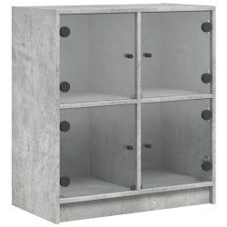 vidaXL Armario auxiliar puertas de vidrio gris hormigón 68x37x75,5 cm