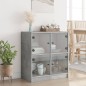 vidaXL Armario auxiliar puertas de vidrio gris hormigón 68x37x75,5 cm vidaXL Armario auxiliar puertas de vidrio gris hormigón 68x37x75,5 cm