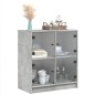 vidaXL Armario auxiliar puertas de vidrio gris hormigón 68x37x75,5 cm vidaXL Armario auxiliar puertas de vidrio gris hormigón 68x37x75,5 cm