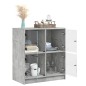 vidaXL Armario auxiliar puertas de vidrio gris hormigón 68x37x75,5 cm vidaXL Armario auxiliar puertas de vidrio gris hormigón 68x37x75,5 cm
