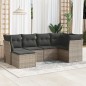 vidaXL Set de muebles de jardín 6 pzas y cojines ratán sintético gris vidaXL Set de muebles de jardín 6 pzas y cojines ratán sintético gris