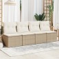 vidaXL Sofá de jardín de 4 plazas con cojines ratán sintético beige vidaXL Sofá de jardín de 4 plazas con cojines ratán sintético beige