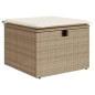 vidaXL Taburete de jardín con cojín ratán sintético beige 55x55x37cm vidaXL Taburete de jardín con cojín ratán sintético beige 55x55x37cm