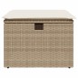 vidaXL Taburete de jardín con cojín ratán sintético beige 55x55x37cm vidaXL Taburete de jardín con cojín ratán sintético beige 55x55x37cm