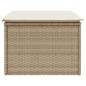 vidaXL Taburete de jardín con cojín ratán sintético beige 55x55x37cm vidaXL Taburete de jardín con cojín ratán sintético beige 55x55x37cm