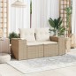 vidaXL Sofá de jardín con cojines de 2 plazas ratán sintético beige vidaXL Sofá de jardín con cojines de 2 plazas ratán sintético beige