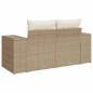 vidaXL Sofá de jardín con cojines de 2 plazas ratán sintético beige vidaXL Sofá de jardín con cojines de 2 plazas ratán sintético beige