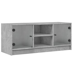 vidaXL Mueble de TV con puertas de vidrio gris hormigón 102x37x42 cm