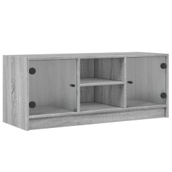 vidaXL Mueble de TV con puertas de vidrio gris Sonoma 102x37x42 cm