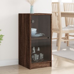 vidaXL Armario auxiliar puertas de vidrio marrón roble 35x37x75,5 cm
