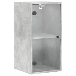 vidaXL Mueble de pared puertas de vidrio gris hormigón 35x37x68,5 cm