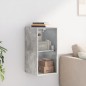 vidaXL Mueble de pared puertas de vidrio gris hormigón 35x37x68,5 cm