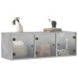 vidaXL Mueble de pared puertas de vidrio gris hormigón 102x37x35 cm vidaXL Mueble de pared puertas de vidrio gris hormigón 102x37x35 cm